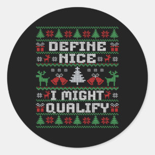 Funny Christmas Ugly Sweater - Definition Nice Runder Aufkleber