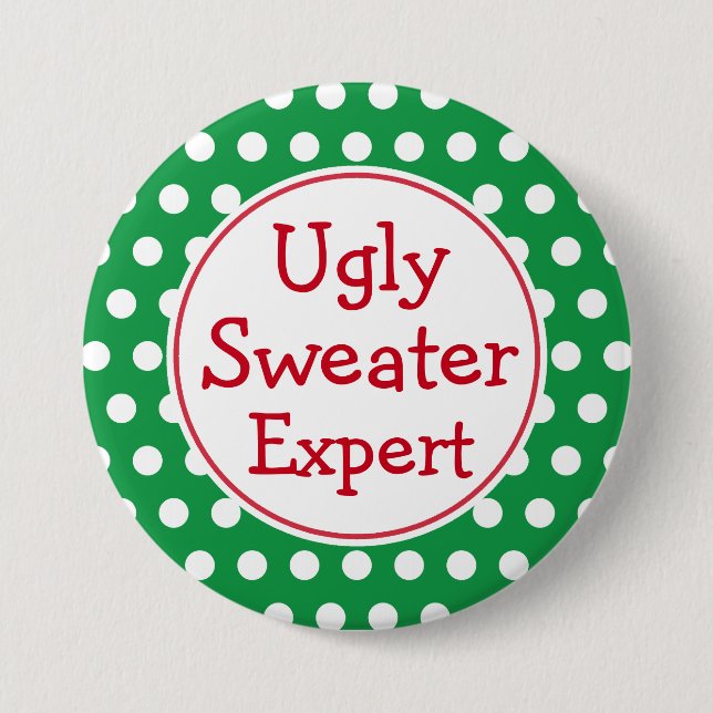 Funny Christmas Ugly Sweater Experte Button Button (Vorderseite)