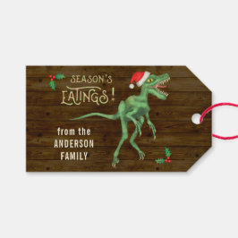 Funny Christmas Velociraptor Dinosaur Custom Text Geschenkanhänger