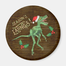 Funny Christmas Velociraptor Dinosaur Eatings Magnet