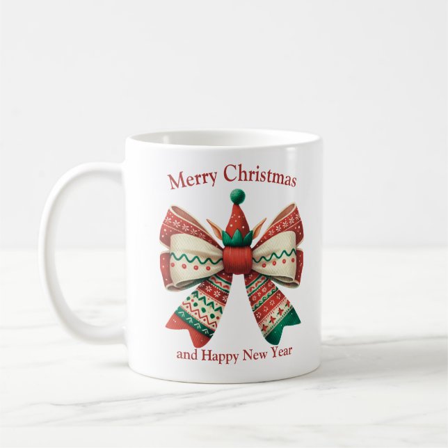Funny Christmas Vintager rustikaler Bogen mit Elfe Kaffeetasse (Links)