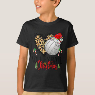 Funny Christmas Volleyball Heartbeat Weihnachtsman T-Shirt