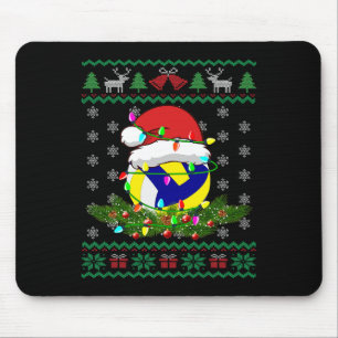 Funny Christmas Volleyball Lights Pajama Xmas Spar Mousepad