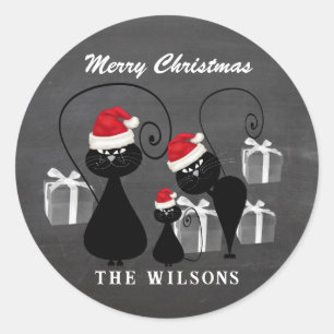 Funny Christmas Weihcat Familienchalkboard Runder Aufkleber