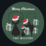 Funny Christmas Weihcat Familienchalkboard Runder Aufkleber<br><div class="desc">Funny Christmas Santa Cartoon Katzenfamilie Chalkboard Design.</div>