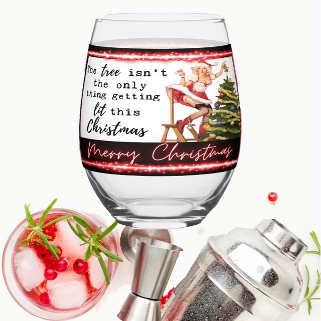 Funny Christmas Wine Glass Retro Best Friend Lit Weinglas Ohne Stiel (Von Creator hochgeladen)