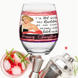 Funny Christmas Wine Glass Retro Best Friend NYE Weinglas Ohne Stiel
