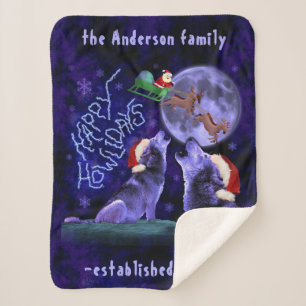 Funny Christmas Wolf Pun Happy Howlidays Benutze Sherpadecke