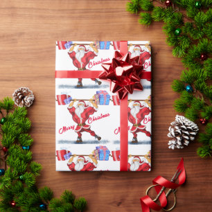 Funny Christmas Wrapping Paper Santa mit Geschenk Geschenkpapier