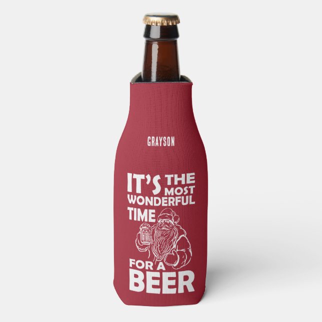 Funny Christmas Wunderbare Zeit für einen Biername Flaschenkühler (Flaschenvorderseite)