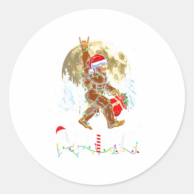 Funny Christmas Xmas Bigfoot Believe Sasquatch In  Runder Aufkleber (Vorderseite)