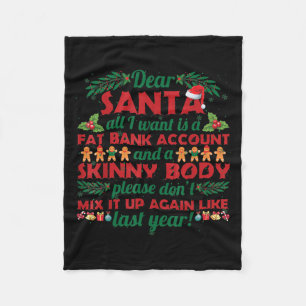 Funny Christmas Zitat Sehr geehrter Weihnachtsmann Fleecedecke