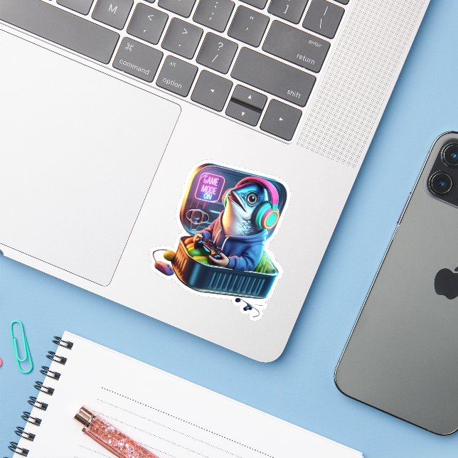  Funny Chunky Sardine Gamer Meme Sticker (Ordinateur portable avec iPhone)