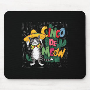 Funny Cinco De Mayo Cat Sombrero Poncho Party Mousepad