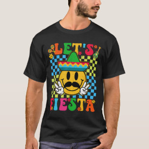 Funny Cinco De Mayo Checkered Let's Fiesta Lächeln T-Shirt