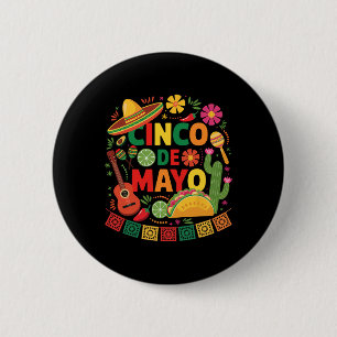 Funny Cinco De Mayo Mexican Sombrero Hat Männer Fr Button