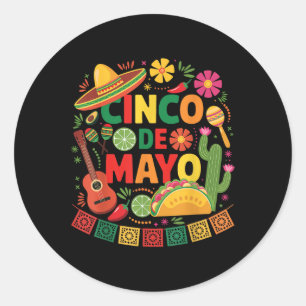Funny Cinco De Mayo Mexican Sombrero Hat Männer Fr Runder Aufkleber
