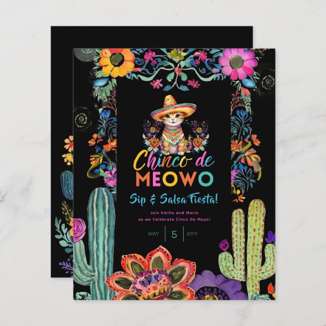 Funny Cinco De Mayo Sip und Salsa Cat FIESTA (Vorne/Hinten)