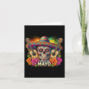 Funny Cinco De Mayo Skeleton Skull Fiesta Sombrero Karte