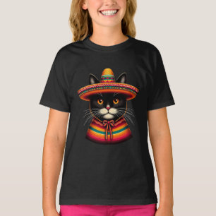 Funny Cinco De Mayo Sombrero Festiva Mexican Cat T-Shirt