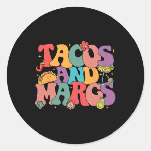 Funny Cinco de Mayo Tacos und Margs Mexican Fiesta Runder Aufkleber