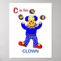 Funny Circus Clown Kinder Alphabet Letter C Pictur