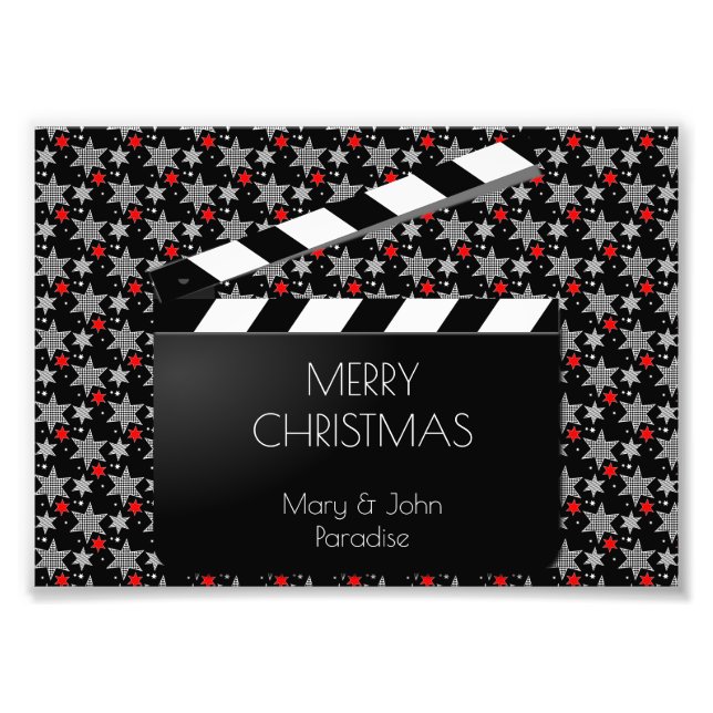 Funny Clapperboard Filmfestival Schwarz-weiß Red Fotodruck (Vorne)