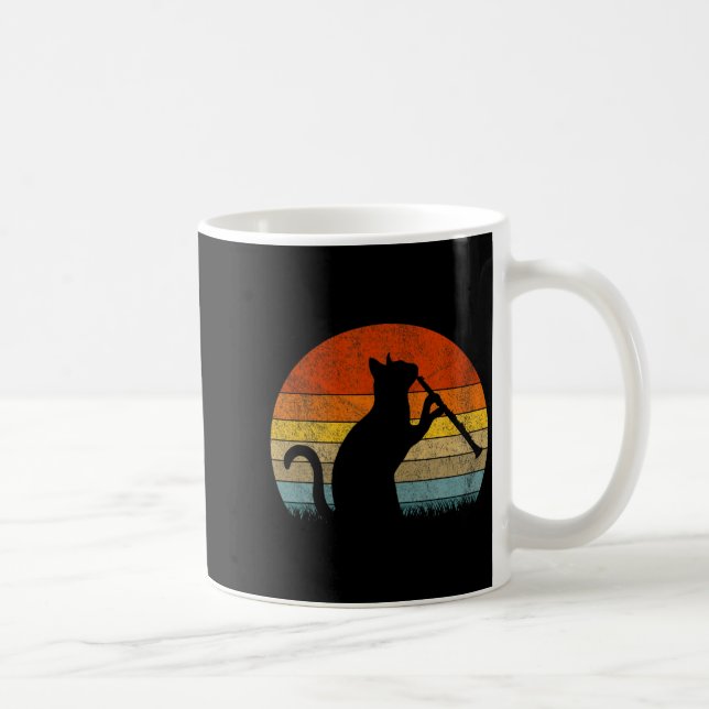 Funny Clarinet Cat Clarinet Player Musician Retro  Kaffeetasse (Rechts)
