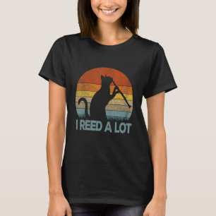 Funny Clarinet Cat I Reed A Lot Musiker Retro Vin T-Shirt