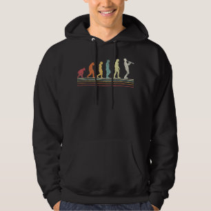 Funny Clarinet Player Evolution Musiker Retro Vin Hoodie