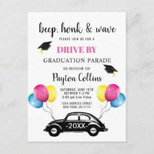 Funny Class of 2024 DRIVE BY Graduation Party Ann Ankündigungspostkarte