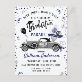 Funny Class of 2024 DRIVE BY Graduation Party Postkarte