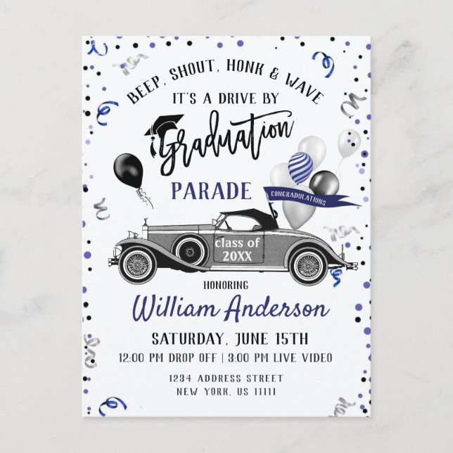 Funny Class of 2024 DRIVE BY Graduation Party Postkarte (Vorderseite)