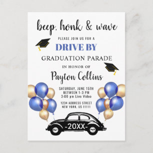 Funny Class of 2024 DRIVE BY Graduation Party Postkarte