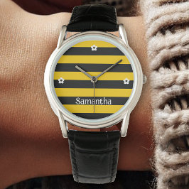 Funny Classic Bumble Bee Stripes Striptester Armbanduhr