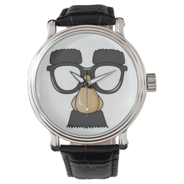 Funny Classic Comedy Spaß Mustache Glasses Joke Armbanduhr (Vorderseite)
