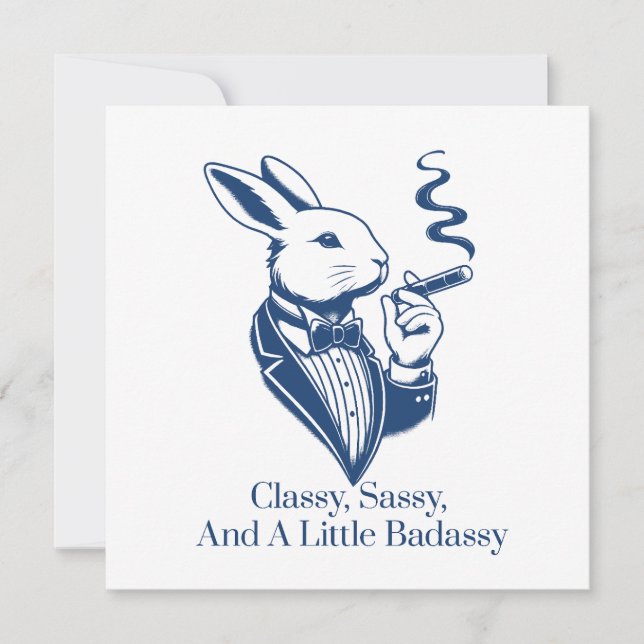 Funny Classy Rabbit Smoking Cigar Einladung (Vorderseite)