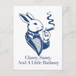 Funny Classy Rabbit Smoking Cigar Postkarte