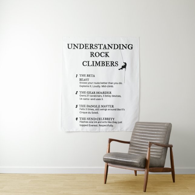 Funny Climbing Quotes für Boulder Brains Wandteppich (Beispiel)