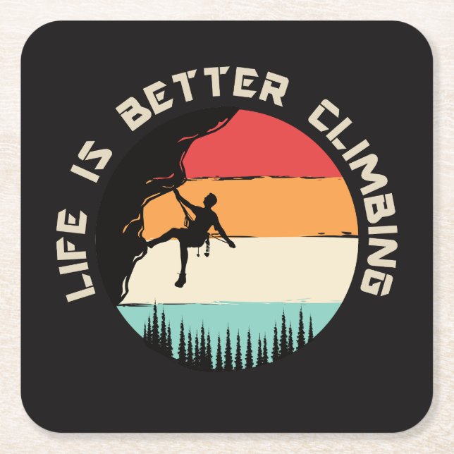 Funny Climbing Rechteckiger Pappuntersetzer (Vorderseite)