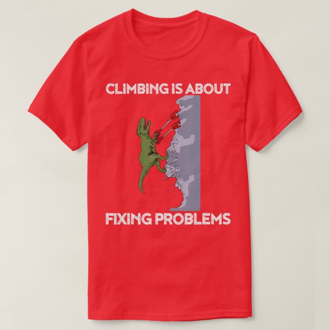 Funny Climbing Rex Rock Climber Dinosaur T-Shirt (Design vorne)