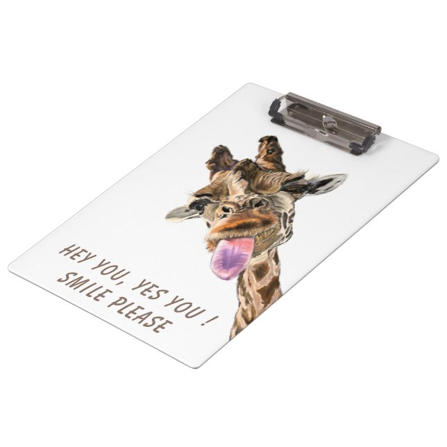 Funny Clipboard Playful Giraffe - Lächeln Klemmbrett (Schrägansicht)