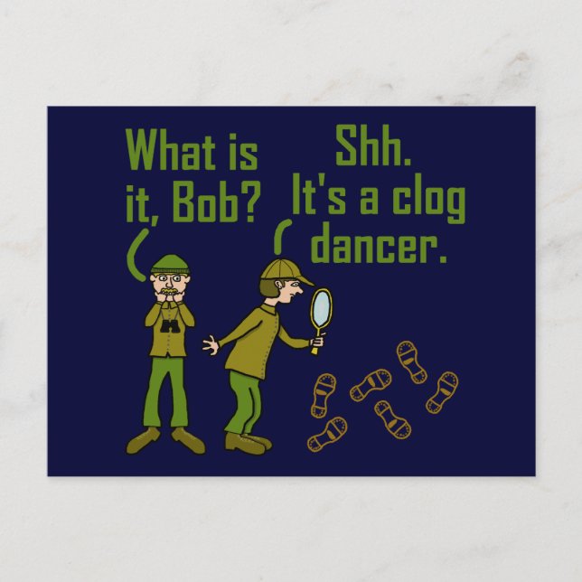 Funny Clogger Fußstapfen Cartoon Postkarte (Vorderseite)
