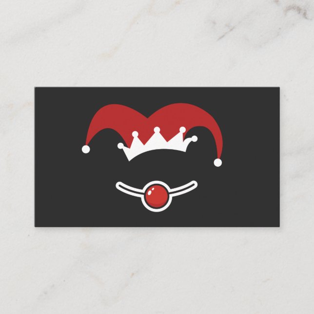 Funny Clown Hat & Nose Red Black Magician Circus Visitenkarte (Vorderseite)