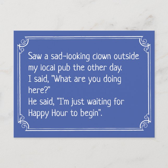 Funny Clown im Pub Joke Postkarte (Vorderseite)
