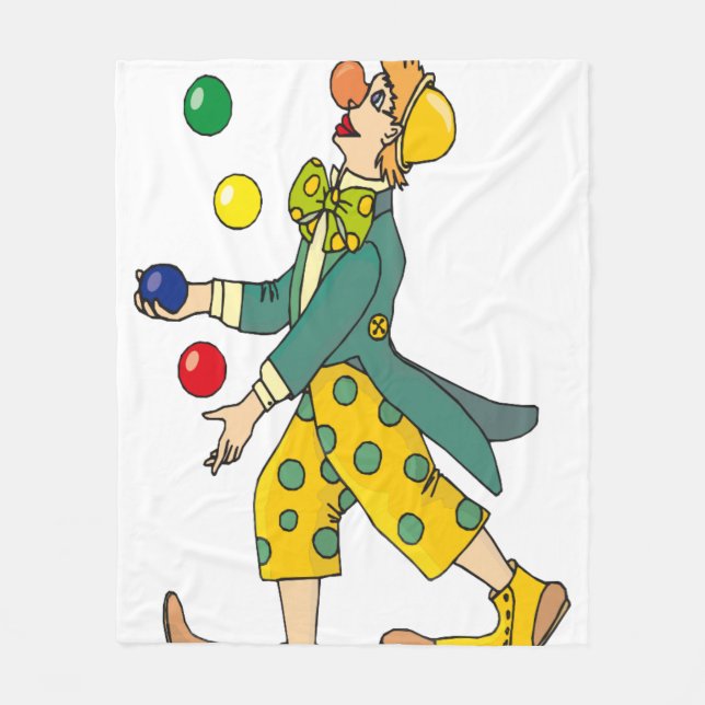 Funny Clown spielen mit farbenfrohen Balls Fleecedecke (Vorderseite)