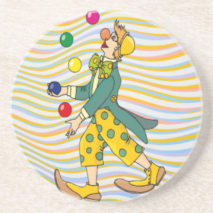 Funny Clown spielen mit farbenfrohen Balls Getränkeuntersetzer