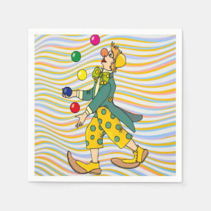 Funny Clown spielen mit farbenfrohen Balls Serviette