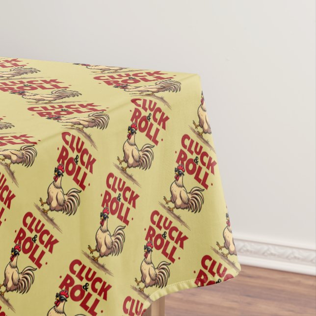 Funny "Cluck & Roll" Cooler Rooster Cartoon Design Tischdecke (Beispiel)