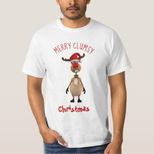 Funny Clumsy Reindeer Frohe Weihnachten T-Shirt